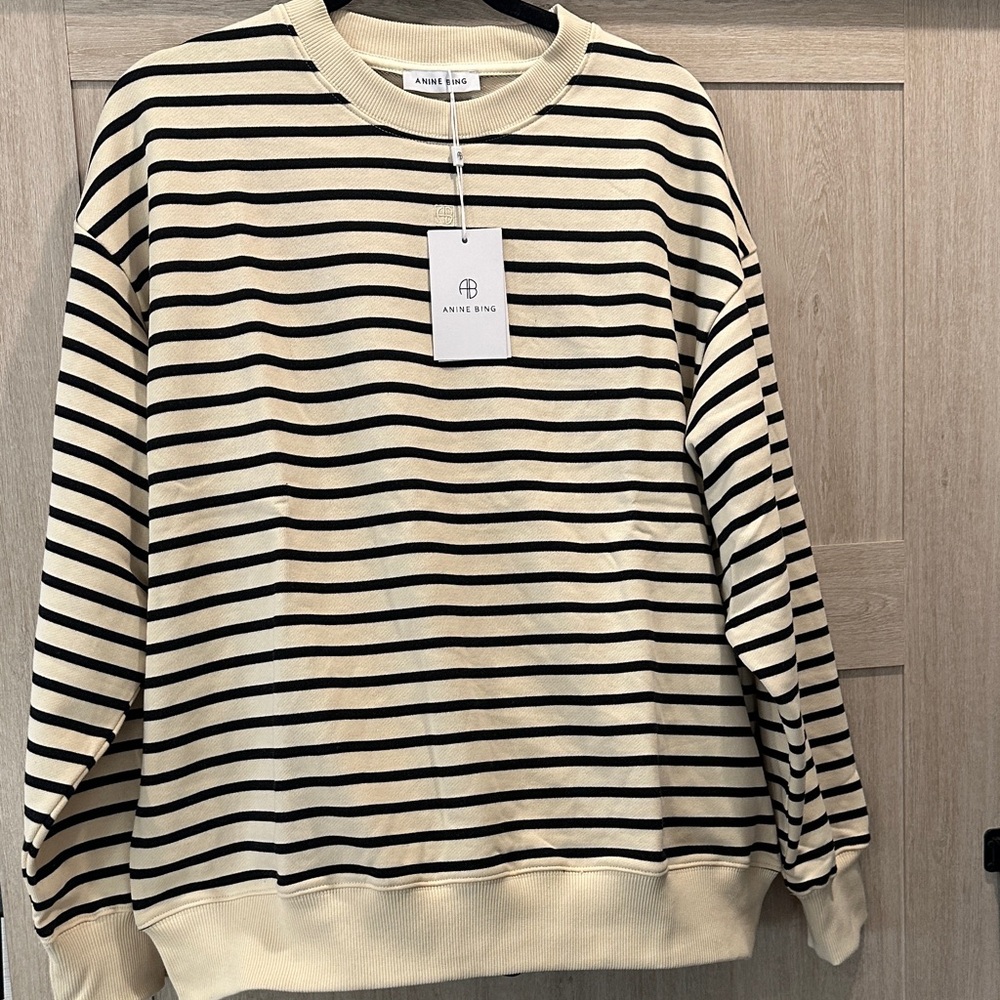 Anine Bing Women’s Sweater in Black and Cream Stripes